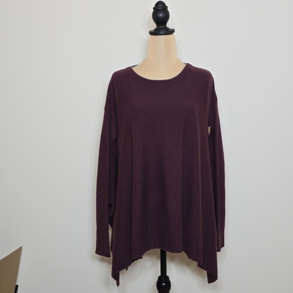 LOMA 100% Cashmere Asymmetrical Oversized‎ Sweater – Plum Wine – Size XS/S